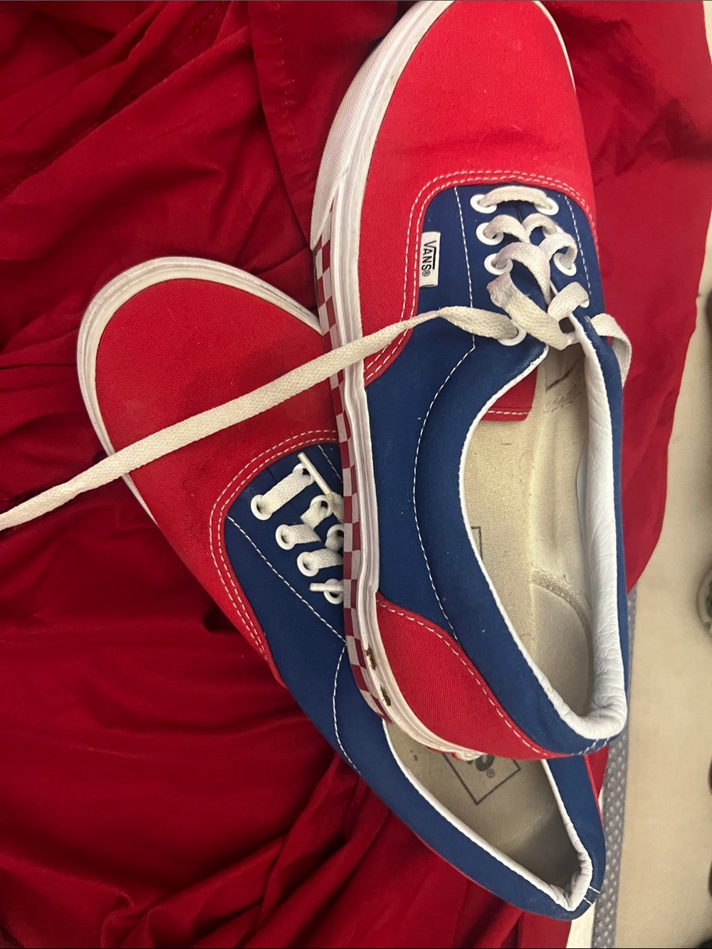 Vans Colorblock Low-Top Sneakers in Red and Blue